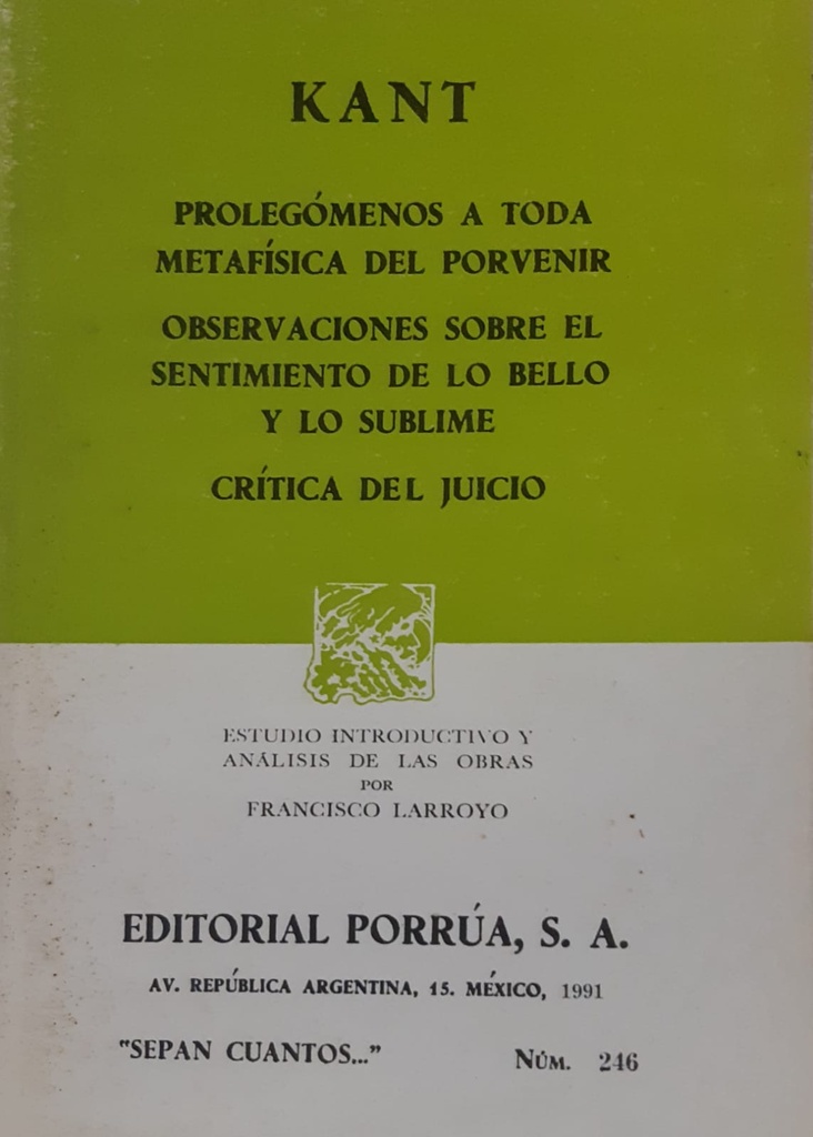 Prolegómenos A Toda Metafísica del Porvenir